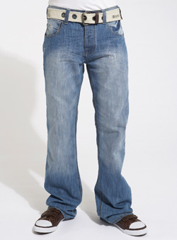 Burton Light Wash Belted Denim Bootcut Jeans