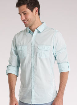 Burton Menthol Blue Grandad Collar Shirt