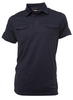 Navy Double Pocket Polo Shirt