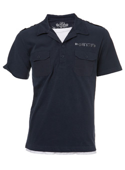 Burton Navy Two Pocket and Print Polo Shirt