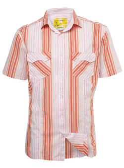 Burton Orange Multistripe Short Sleeve Casual Shirt