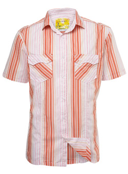 Burton Orange Multistripe Short Sleeve Casual Shirt
