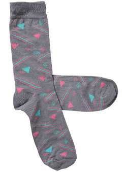 Pack of 1 Grey and Pastel Geometric New Rave Socks