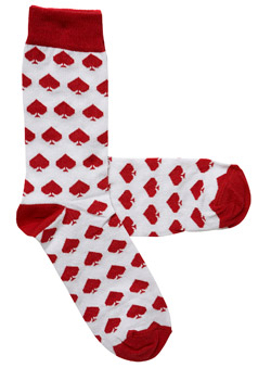 Pack of 1 Red Ace Of Spades Socks