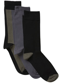 Pack of 3 Black And Grey Striped Socks