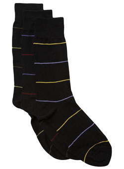 Pack of 3 Black Thin Stripe Socks
