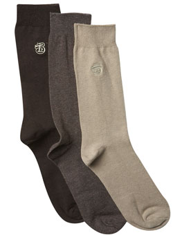 Pack of 3 Brown Emblem Socks