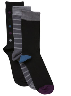 Burton Pack of 3 Stripes and Spots Socks