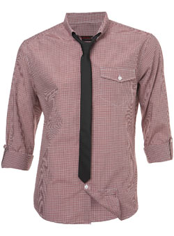 Pink and Black Check Fitted Shirt and Tie