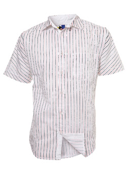 Pink and Grey Stripe Short Sleeve Casual Shirt