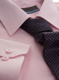 Burton Pink Hairline Stripe Shirt With Navy Tie