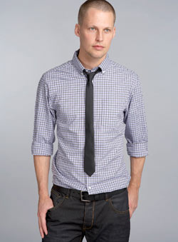 Purple Check Shirt and Tie Set