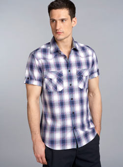 Burton Purple Short Sleeve Check Fitted Shirt