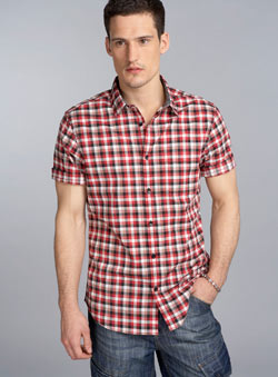 Red and Black Check Fitted Shirt