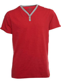 Burton Red Contrast Y-Neck T-Shirt