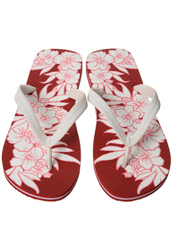 Burton Red Hibiscus Print Flip Flop