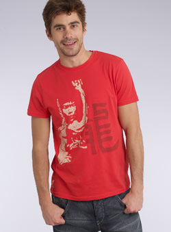 Red `ruce Lee`Printed T-Shirt