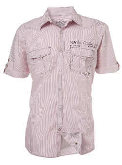 Red Stripe Punk Print Fitted Shirt