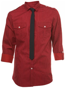 Burton Red Stripe Shirt and Tie Set Fitted Shirt