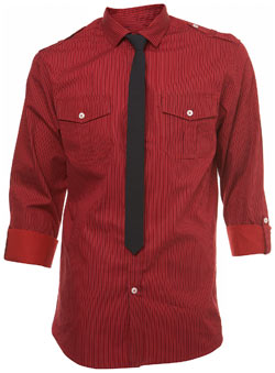 Burton Red Stripe Shirt and Tie Set Fitted Shirt - review, compare prices, buy online