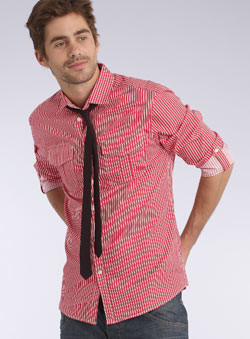 Red Stripe Shirt and Tie Set