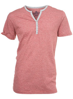 Burton Red Striped Notch Neck T-Shirt