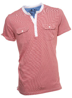 Burton Red Striped Pocket Grandad T-Shirt
