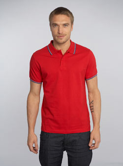 Red Tipped Pique Polo Shirt
