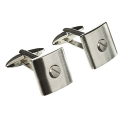 Square Bolt Silver Cufflinks