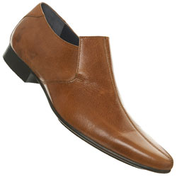 Tan Centre Seam Point Slip On Shoes