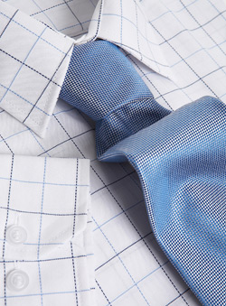 Burton White And Blue Check Shirt And Tie