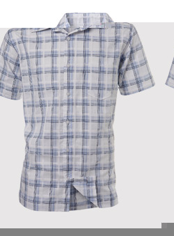 White and Blue Check Short Sleeve Casual Shirt