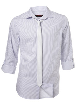 White and Blue Fitted Shirt and Tie