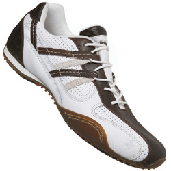 White And Brown Loop Lace Trainer Shoes