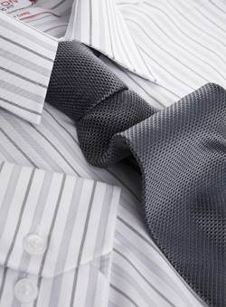 Burton White And Grey Stripe Shirt And Tie