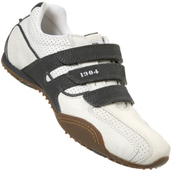 White and Grey Triple Velcro Trainer