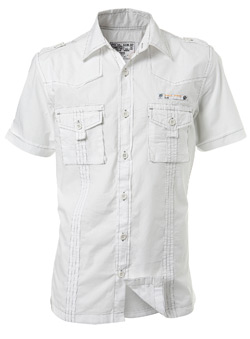 White Badged Short Sleeve Casual Shirt