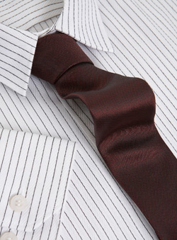 White Black Textured Stripe Slim Shirt With Tie