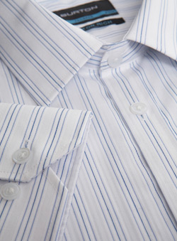 Burton White Blue Stripe Non Iron Shirt