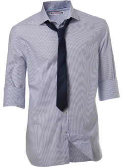 Burton White/Blue Stripe Roll Sleeve Fitted Shirt and Tie Set