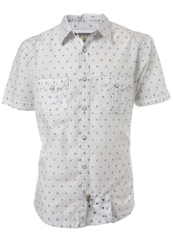 Burton White Geo Print Short Sleeve Casual Shirt