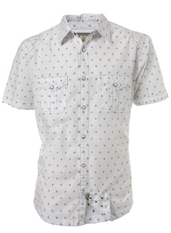 White Geo Print Short Sleeve Casual Shirt