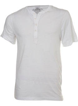 White Grandad Neck T-Shirt