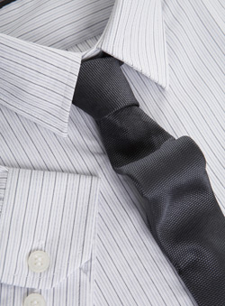 White Grey Stripe Slim Shirt And Tie