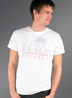 White `iami Beach`Printed T-Shirt