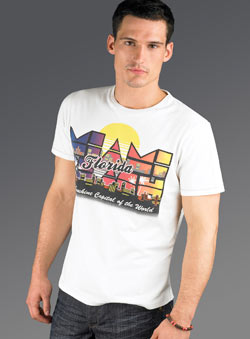 Burton White `iami Florida`Printed T-Shirt