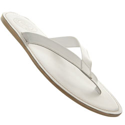 Burton White Leather Toe Post Sandal