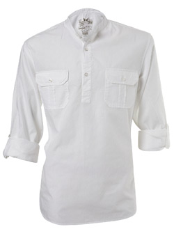 Burton White Long Sleeve Grandad Casual Shirt