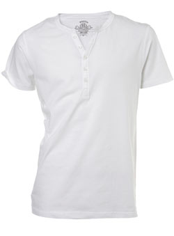 White Open Grandad Neck T-Shirt