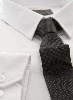 Burton White Plain Slim Shirt With Tie